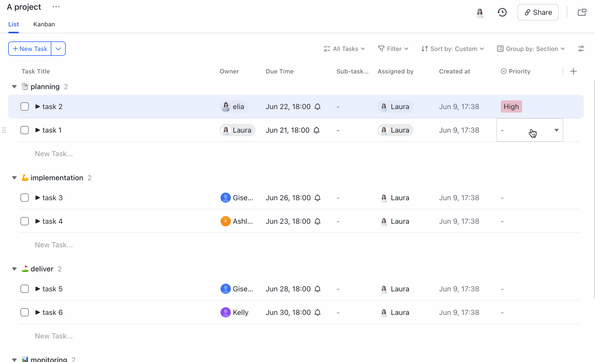 Add custom fields in Task List