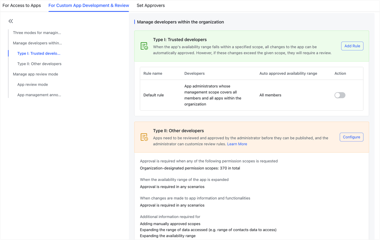 Guide for approval of custom app releases