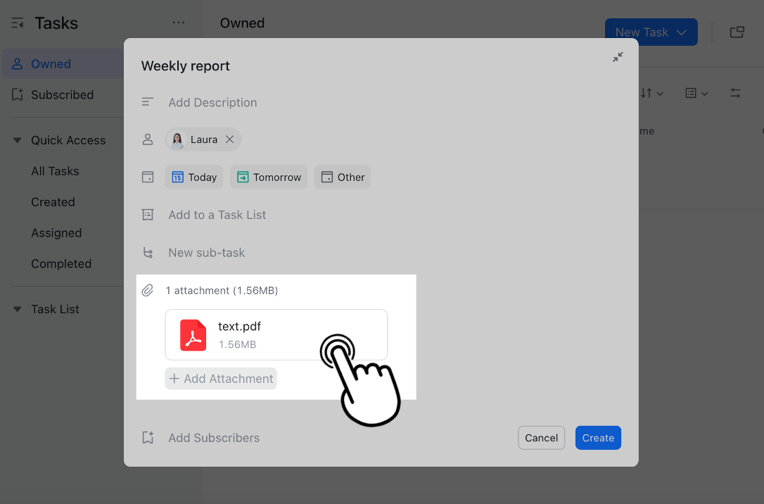 Add attachments to a task