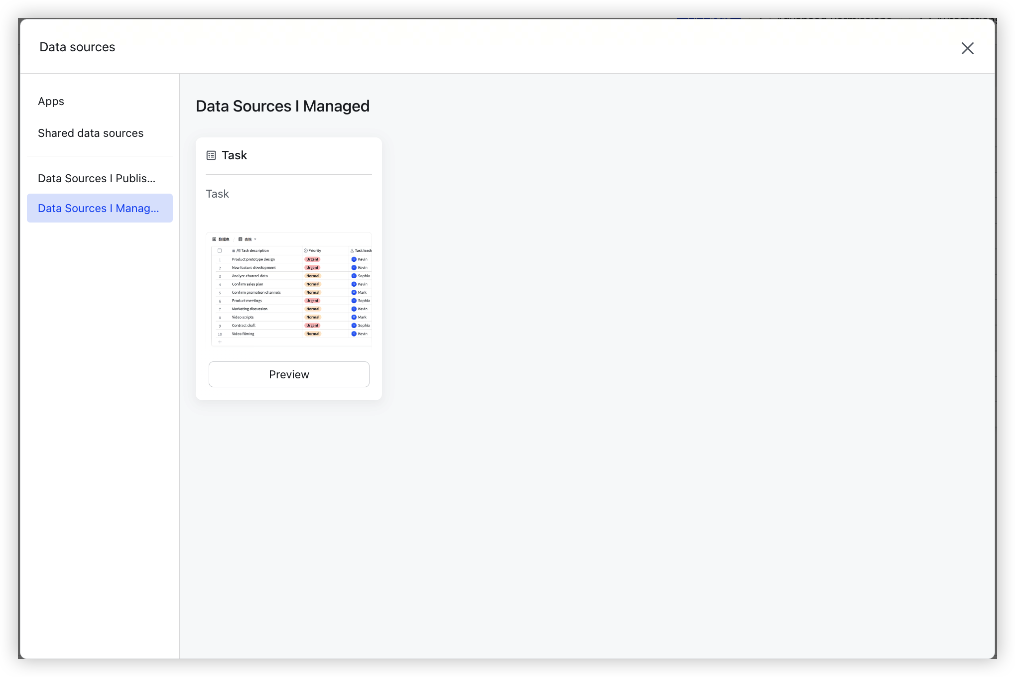 Share data sources with organization members in Base