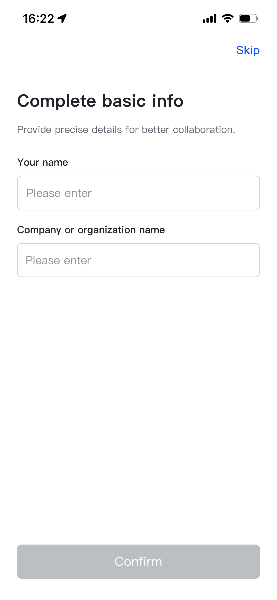 Sign up for an account
