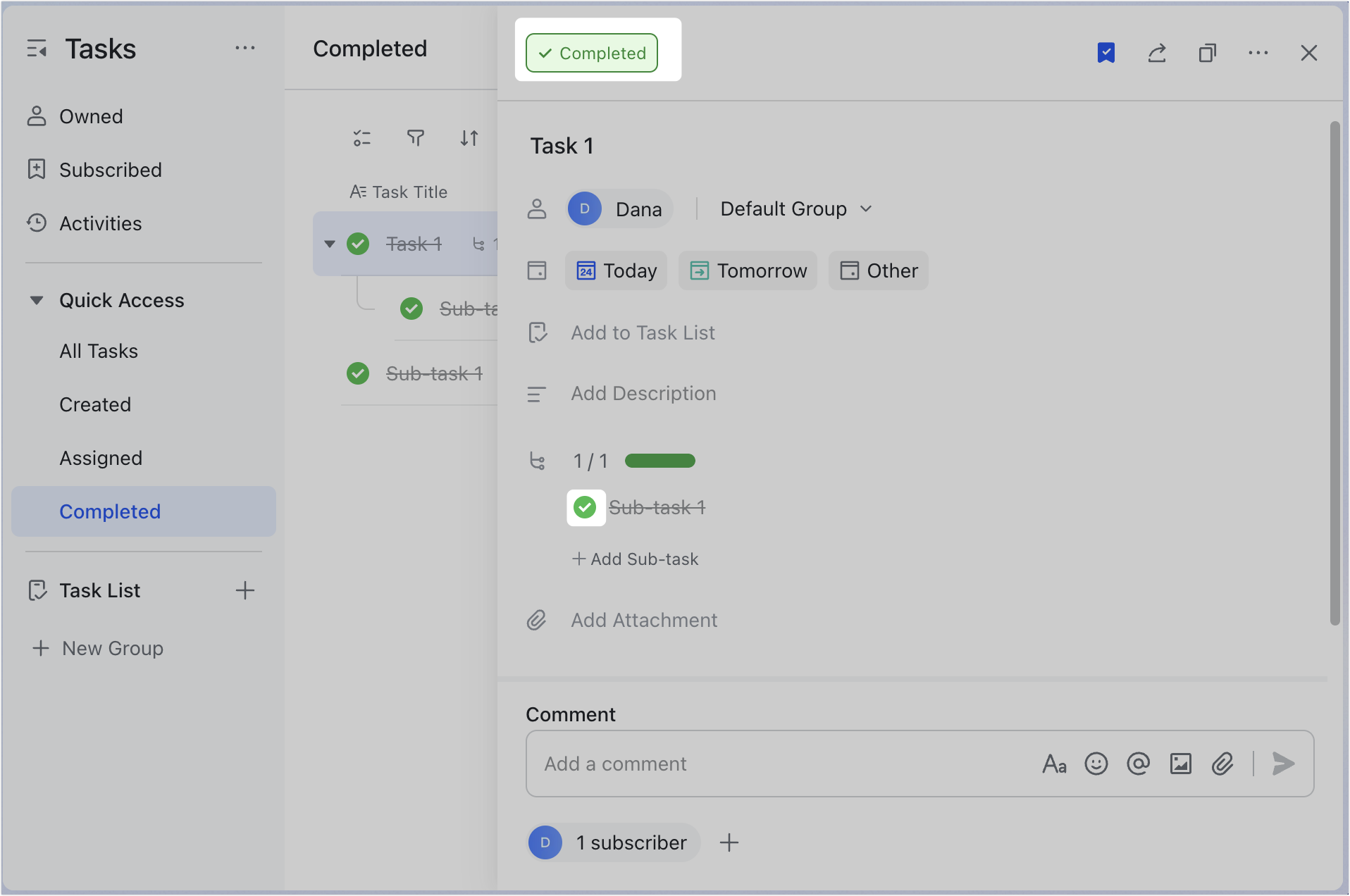 Complete and reopen tasks